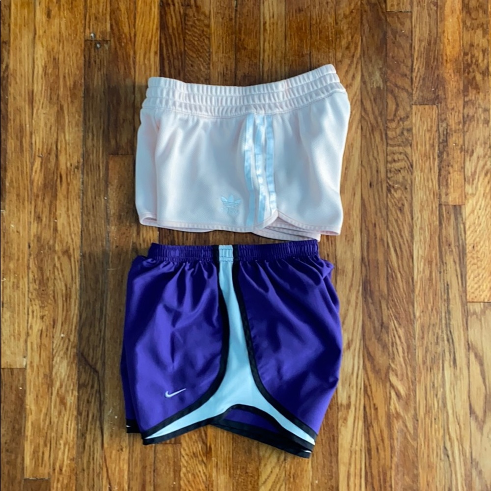Two pairs of sporty exercise shorts. Both sx.
